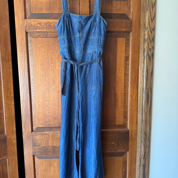 ETT:TWA by Anthropologie dark denim jumpsuit with wide legs size 4 - Picture 3 of 4